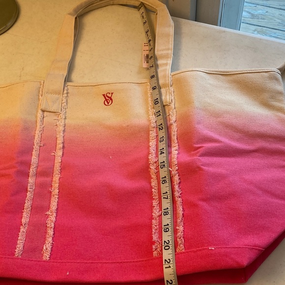 Victoria's Secret Pink to Fuchsia Ombre Extra Large Canvas Tote - Picture 10 of 11